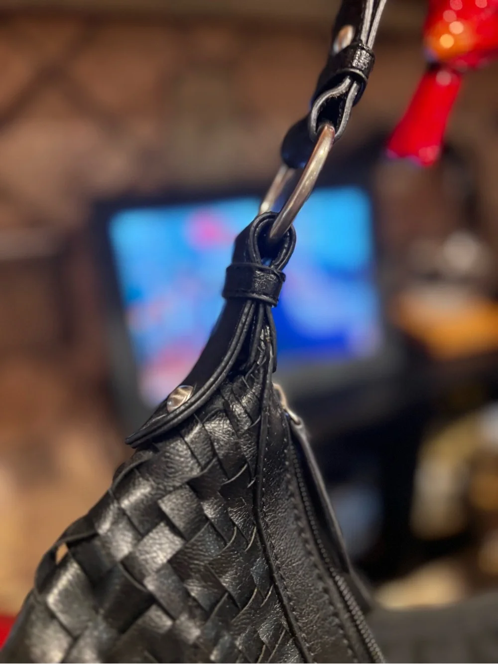 Coldwater Creek Black Leather-Trim Hobo Bag